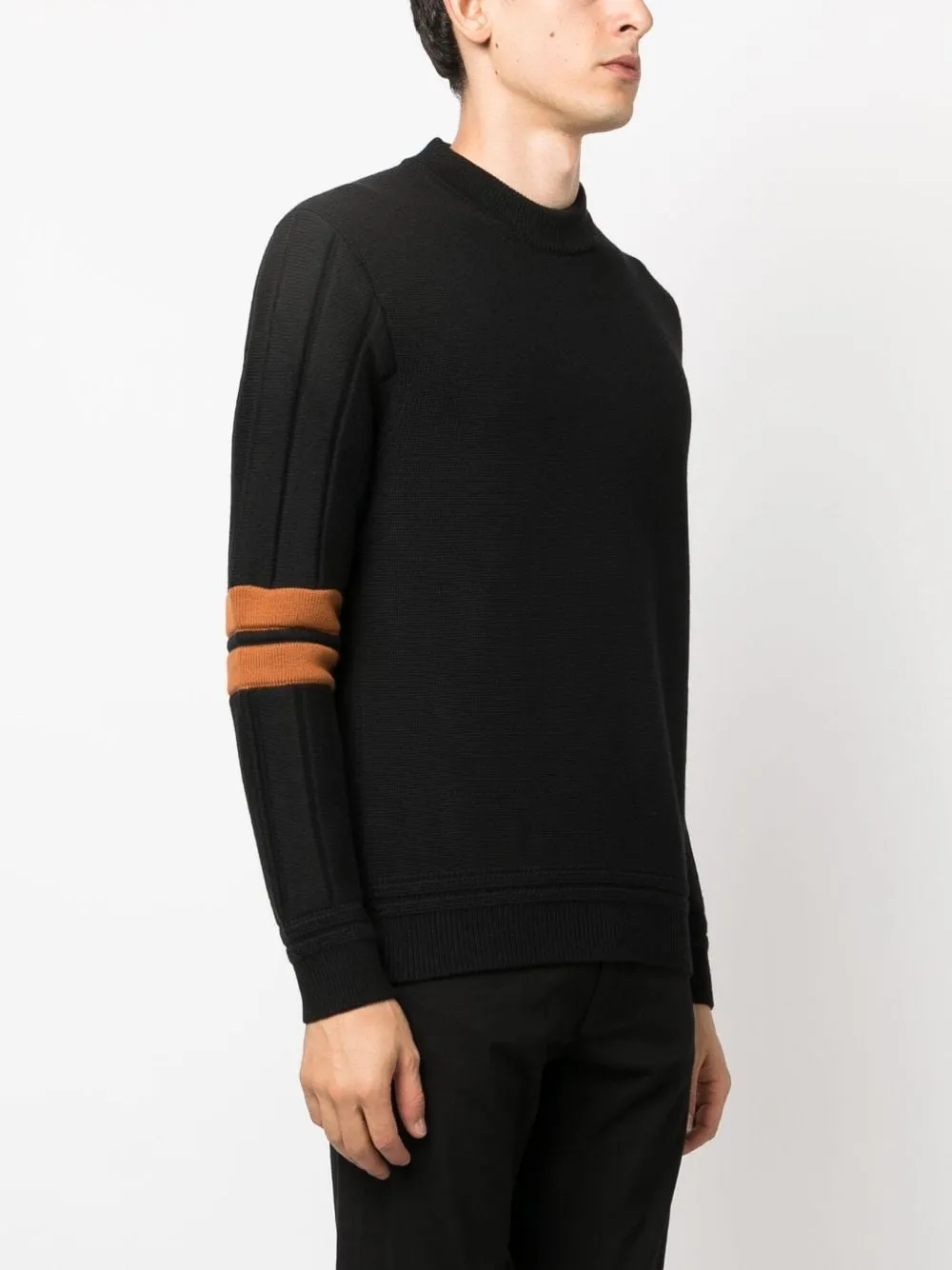 Maglione Techmerino a righe in nero - uomo